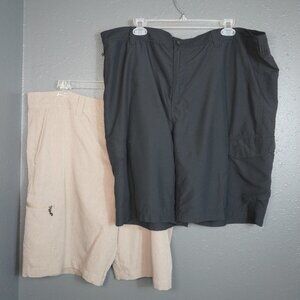 Magellan Outdoor Mens Khaki And Black Bundle (2) Fishing Cargo Shorts Size 42